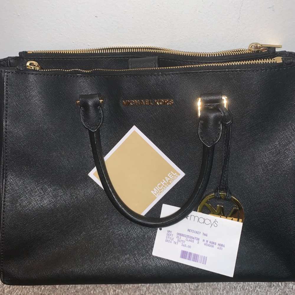 Michael Kors double zipper Black Leather handbag